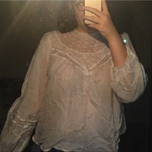 White lace high neck blouse